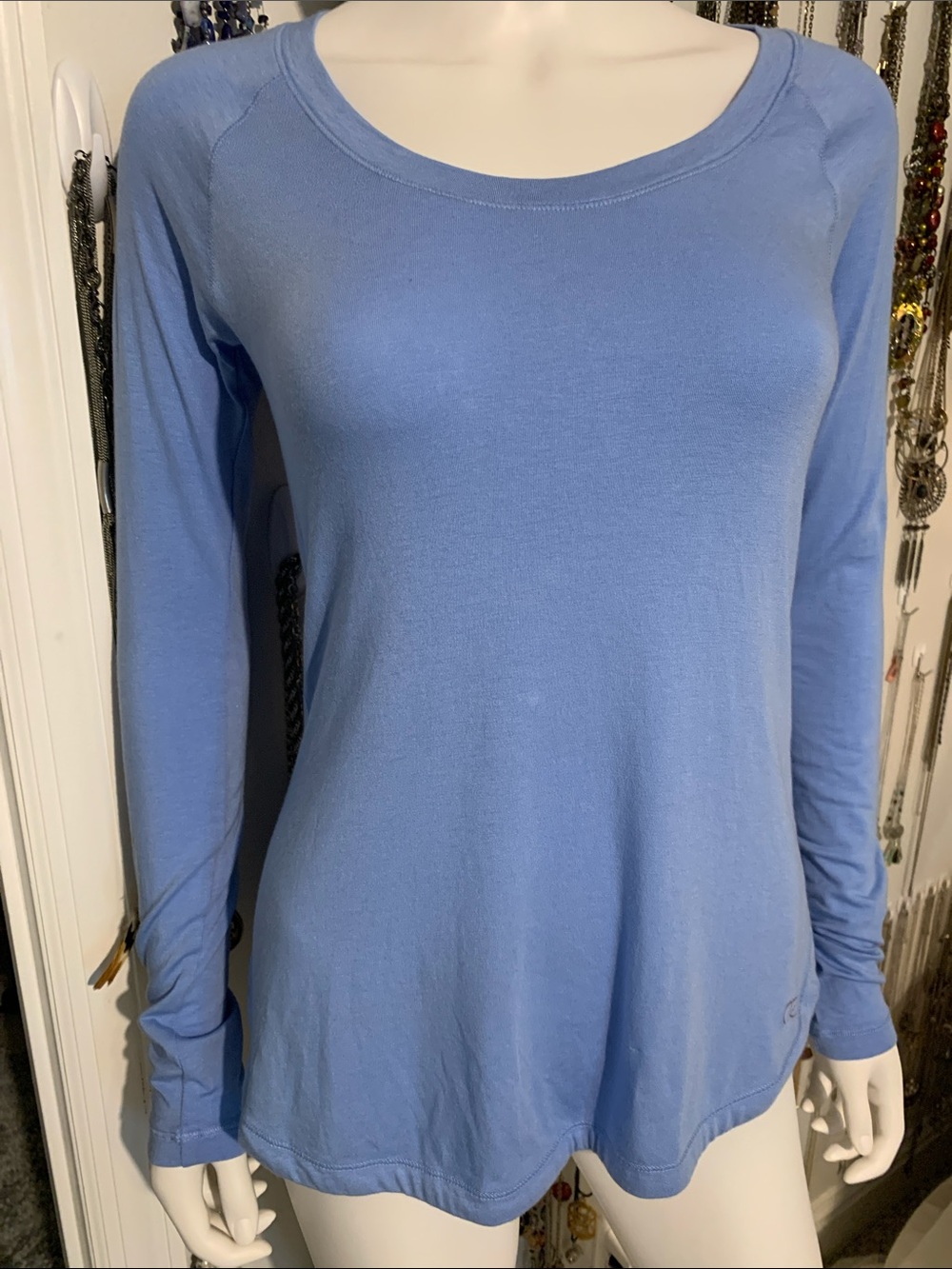 CALIA by Carrie Underwood Soft Blue Long-Sleeve Scoop Neck Top.